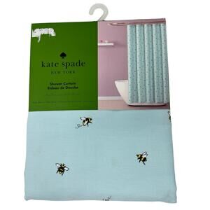 Kate Spade New York A Buzz Bloom Blue Glow Cotton Blend Shower Curtain 72 x 72